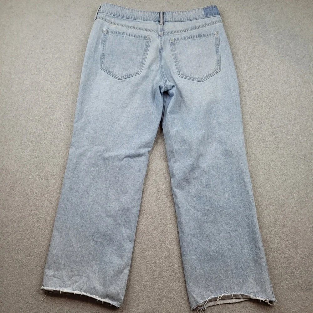 Hollister Low-Rise Baggy Jeans Womens 12R 31x29 Light Blue Distressed Raw Hem - Picture 8 of 8